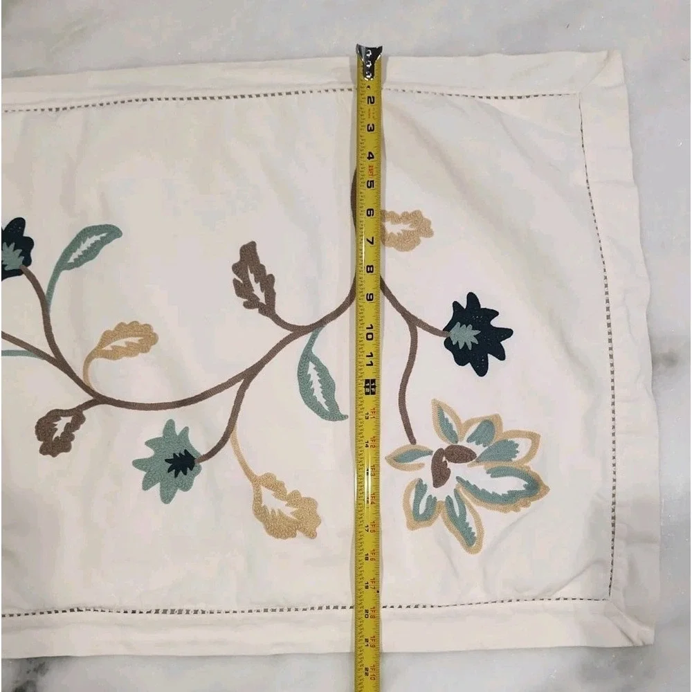 2/ Embroidered King Shams Noble Excellence Off-White Jacobian Floral Crewel